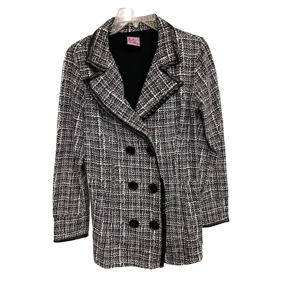 L.A. Kitty Winter Coat Womens Medium Jacket Black and White Double Breasted
